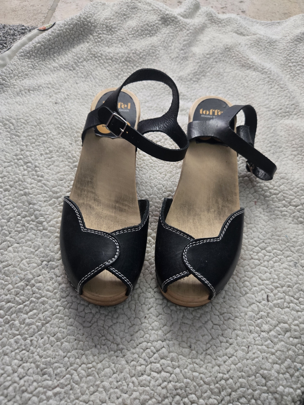 Swedish HASBEENS discontinued Htf Heart Mid Heel 39 Black Leather 8.5 9 - Picture 2 of 8